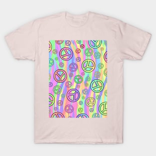 COLORFUL Retro Trippy Peace Sign T-Shirt